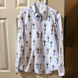 The Roosevelts Men’s RSVLTS Leg Lamp Christmas Story Button Down Shirt, small